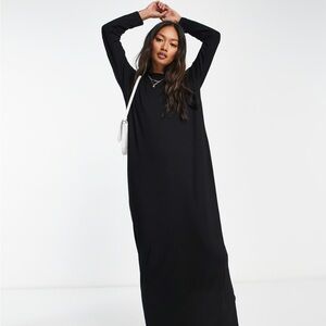 ASOS DESIGN long sleeve maxi t-shirt dress in black